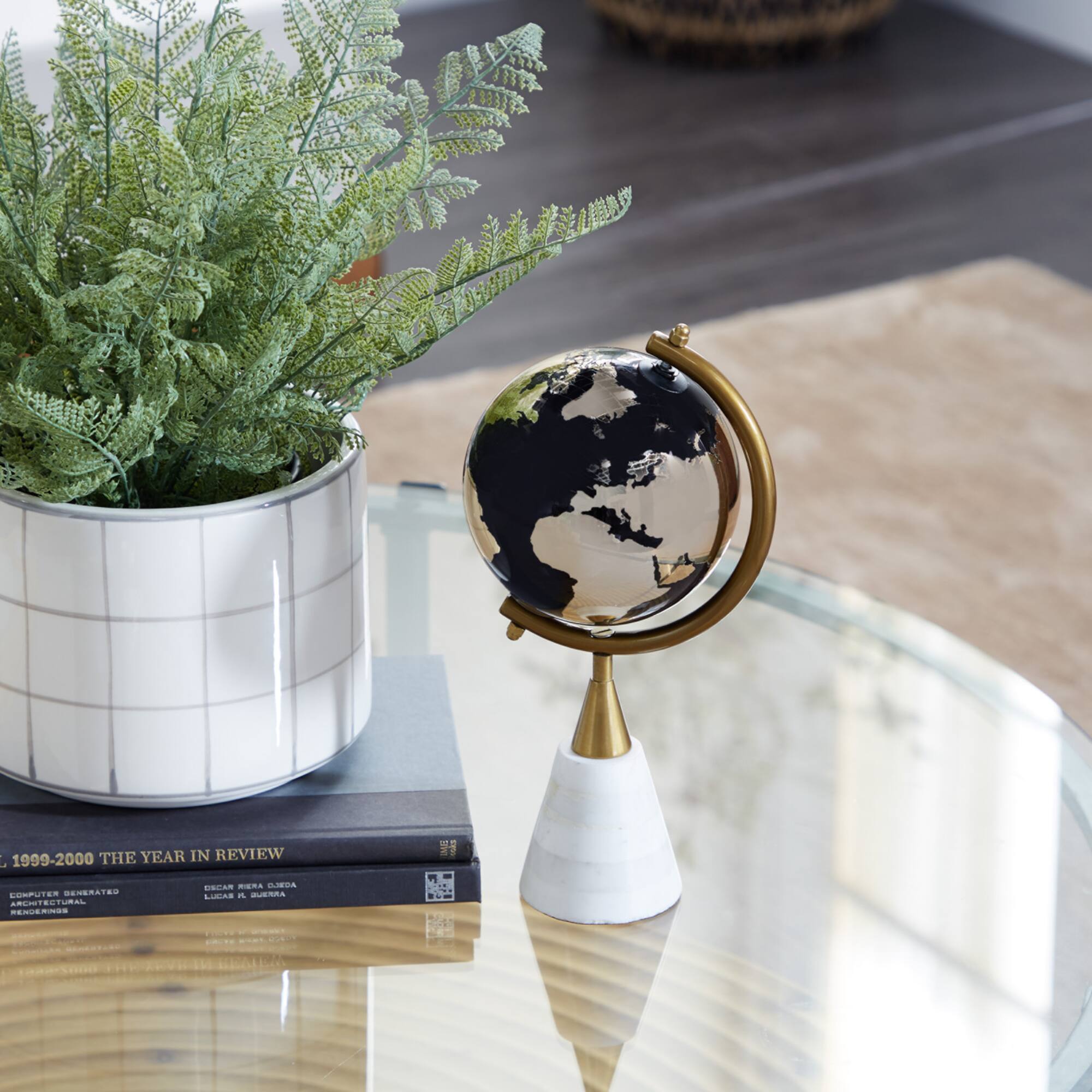 11" Gold Ceramic Modern Globe